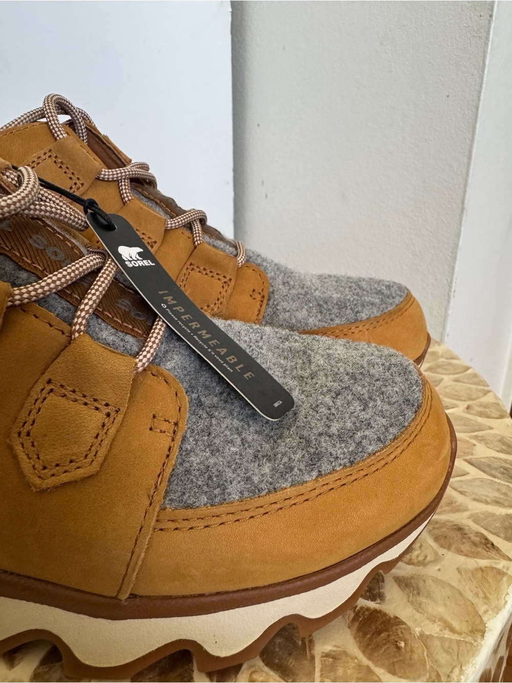 NWT Sorel Caribou Waterproof Camel Brown Sneakers size 8.5 - Picture 5 of 12